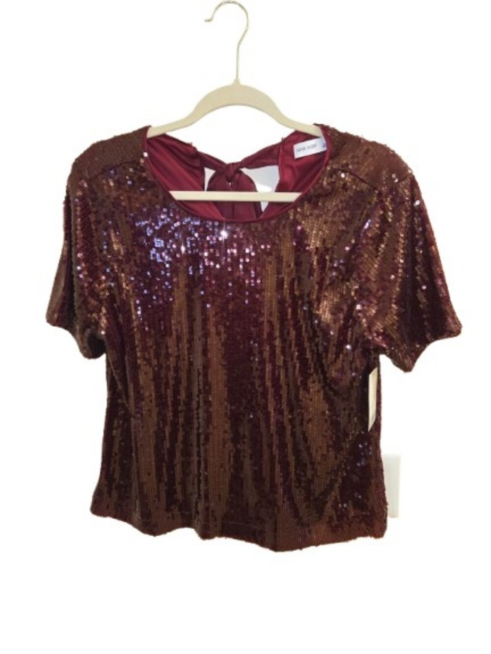 Nine West Sequined Short Sleeved Dressy Blouse